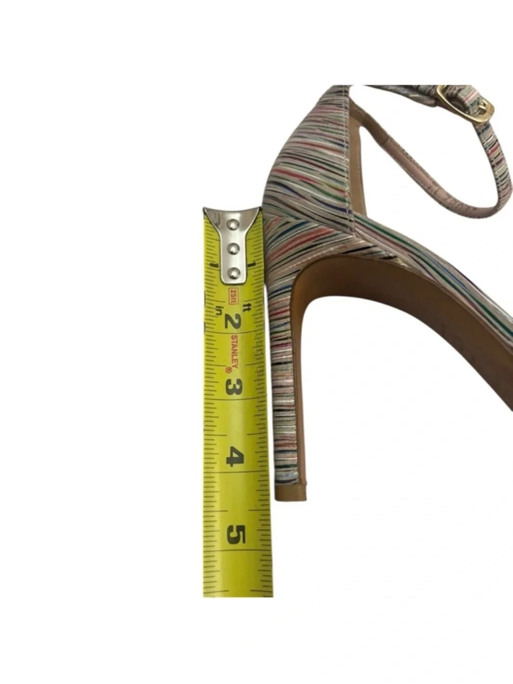 Stuart Weitzman Nudistsong Bisque Prism Sexy Stiletto striped high heels  7 1/2 - Picture 9 of 16